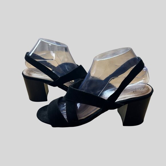 Dexflex Comfort  Velvet Cross-Strap  Elegant Fashion Block Heel Sandals 9.5 - Picture 2 of 9